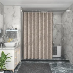 Linen Textured Shower Curtain with 12 Plastic Hooks,180cm*180cm(70"*70")Heavy Duty Fabric Shower Curtain Set,Luxury Waterproof Polyester Cloth Shower Curtains for Bathroom