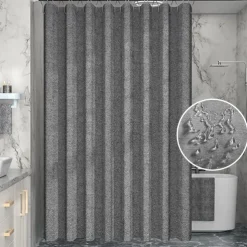 Linen Textured Shower Curtain with 12 Plastic Hooks,180cm*180cm(70"*70")Heavy Duty Fabric Shower Curtain Set,Luxury Waterproof Polyester Cloth Shower Curtains for Bathroom