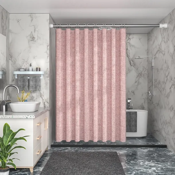 Linen Textured Shower Curtain with 12 Plastic Hooks,180cm*180cm(70"*70")Heavy Duty Fabric Shower Curtain Set,Luxury Waterproof Polyester Cloth Shower Curtains for Bathroom