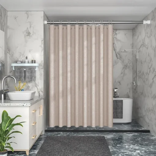 Linen Textured Shower Curtain with 12 Plastic Hooks,180cm*180cm(70"*70")Heavy Duty Fabric Shower Curtain Set,Luxury Waterproof Polyester Cloth Shower Curtains for Bathroom