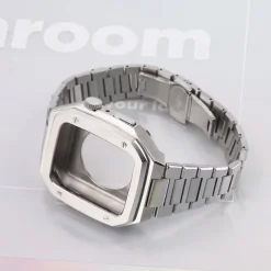 Link Bracelet Compatible with Apple Watch band 40mm 41mm 44mm 45mm with Case Men Butterfly Buckle Stainless Steel Strap Replacement Wristband for iwatch Series 9 8 7 6 5 4 SE