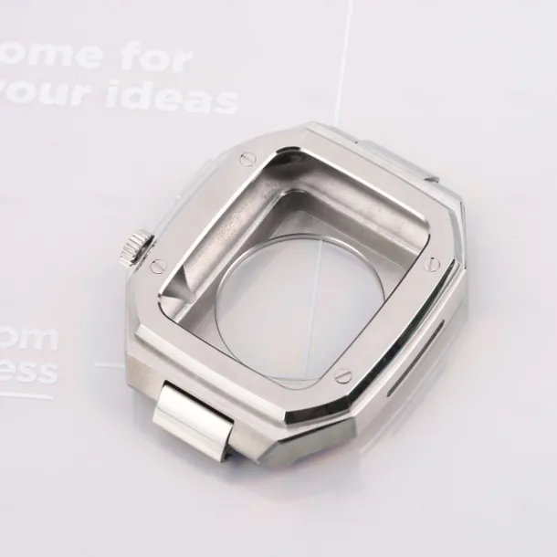 Link Bracelet Compatible with Apple Watch band 40mm 41mm 44mm 45mm with Case Men Butterfly Buckle Stainless Steel Strap Replacement Wristband for iwatch Series 9 8 7 6 5 4 SE