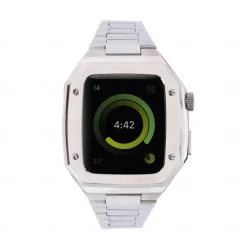 Link Bracelet Compatible with Apple Watch band 40mm 41mm 44mm 45mm with Case Men Butterfly Buckle Stainless Steel Strap Replacement Wristband for iwatch Series 9 8 7 6 5 4 SE