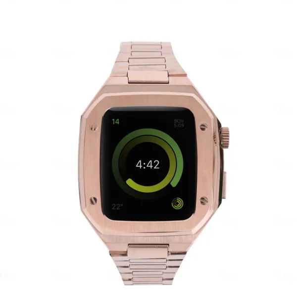 Link Bracelet Compatible with Apple Watch band 40mm 41mm 44mm 45mm with Case Men Butterfly Buckle Stainless Steel Strap Replacement Wristband for iwatch Series 9 8 7 6 5 4 SE