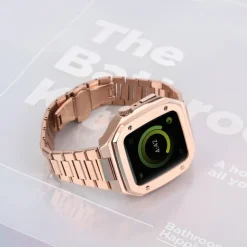 Link Bracelet Compatible with Apple Watch band 40mm 41mm 44mm 45mm with Case Men Butterfly Buckle Stainless Steel Strap Replacement Wristband for iwatch Series 9 8 7 6 5 4 SE