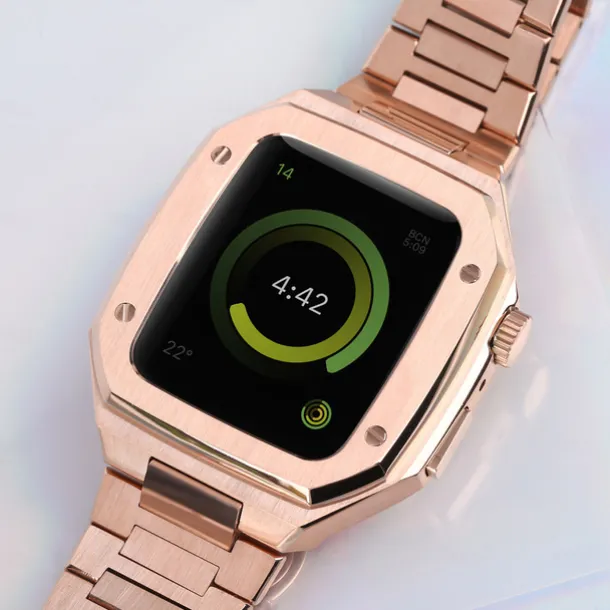 Link Bracelet Compatible with Apple Watch band 40mm 41mm 44mm 45mm with Case Men Butterfly Buckle Stainless Steel Strap Replacement Wristband for iwatch Series 9 8 7 6 5 4 SE