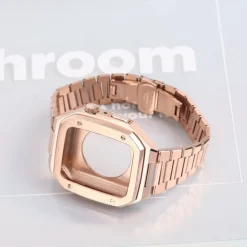 Link Bracelet Compatible with Apple Watch band 40mm 41mm 44mm 45mm with Case Men Butterfly Buckle Stainless Steel Strap Replacement Wristband for iwatch Series 9 8 7 6 5 4 SE