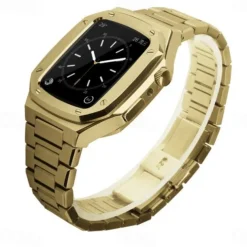 Link Bracelet Compatible with Apple Watch band 40mm 41mm 44mm 45mm with Case Men Butterfly Buckle Stainless Steel Strap Replacement Wristband for iwatch Series 9 8 7 6 5 4 SE