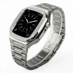 Link Bracelet Compatible with Apple Watch band 40mm 41mm 44mm 45mm with Case Men Butterfly Buckle Stainless Steel Strap Replacement Wristband for iwatch Series 9 8 7 6 5 4 SE