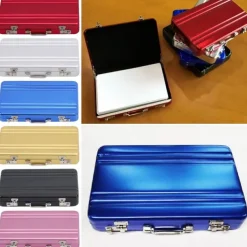 Lock Box Modeling Suitcase Aluminum Metal Business Card Holder Card Case