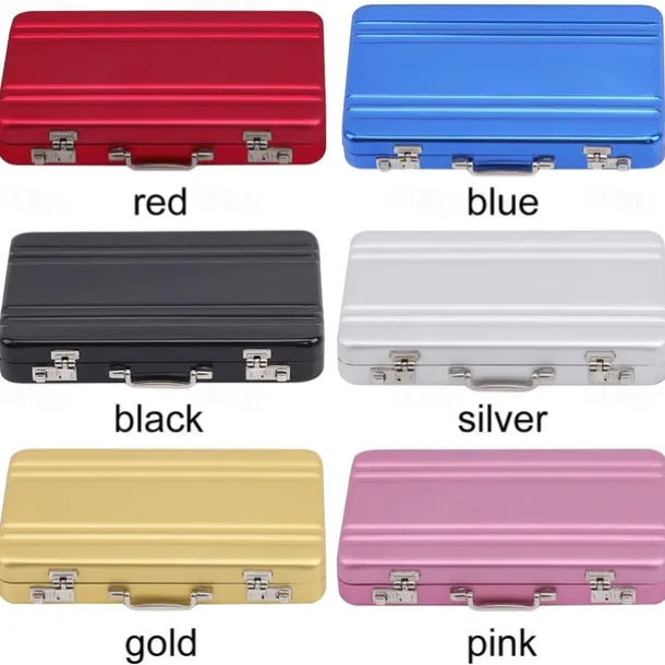 Lock Box Modeling Suitcase Aluminum Metal Business Card Holder Card Case