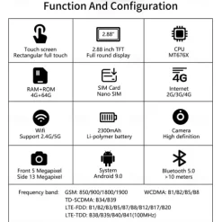 LOKMAT APPLLP Max Smart Watch 2.88 inch Smartwatch Fitness Running Watch 4G LTE Cellular Smartwatch Phone Bluetooth Pedometer Sleep Tracker Sedentary Reminder Compatible with Android iOS Women Men