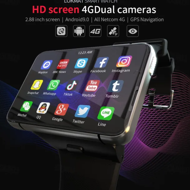 LOKMAT APPLLP Max Smart Watch 2.88 inch Smartwatch Fitness Running Watch 4G LTE Cellular Smartwatch Phone Bluetooth Pedometer Sleep Tracker Sedentary Reminder Compatible with Android iOS Women Men