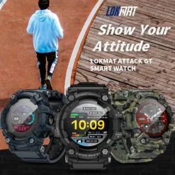 LOKMAT ATTACK GT Smart Watch 1.32 inch Smartwatch Fitness Running Watch Bluetooth Pedometer Call Reminder Sleep Tracker Compatible with Android iOS Women Men Long Standby Hands-Free Calls Waterproof