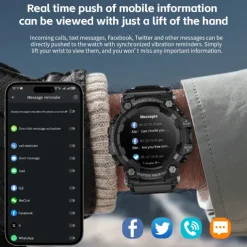 LOKMAT ATTACK GT Smart Watch 1.32 inch Smartwatch Fitness Running Watch Bluetooth Pedometer Call Reminder Sleep Tracker Compatible with Android iOS Women Men Long Standby Hands-Free Calls Waterproof