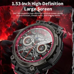 LOKMAT ATTACK MAX Smart Watch 1.53 inch Smartwatch Fitness Running Watch Bluetooth Pedometer Call Reminder Sleep Tracker Compatible with Android iOS Women Men Long Standby Hands-Free Calls Waterproof