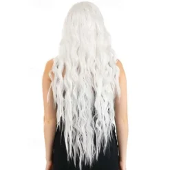 Long Bright White Wavy Wig Halloween Cosplay Party Wigs