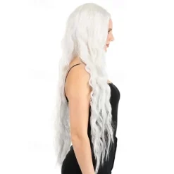 Long Bright White Wavy Wig Halloween Cosplay Party Wigs