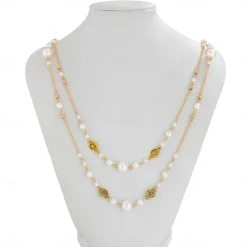 Long Necklace Imitation Pearl Women's Elegant Vintage Layered Cute Wedding Circle Necklace For Wedding Party Daily