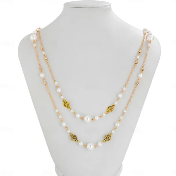 Long Necklace Imitation Pearl Women's Elegant Vintage Layered Cute Wedding Circle Necklace For Wedding Party Daily
