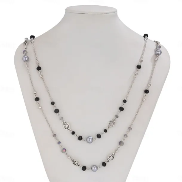 Long Necklace Imitation Pearl Women's Elegant Vintage Layered Cute Wedding Circle Necklace For Wedding Party Daily