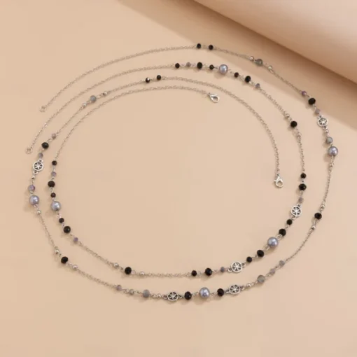 Long Necklace Imitation Pearl Women's Elegant Vintage Layered Cute Wedding Circle Necklace For Wedding Party Daily