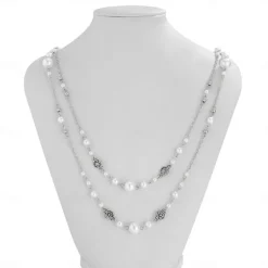 Long Necklace Imitation Pearl Women's Elegant Vintage Layered Cute Wedding Circle Necklace For Wedding Party Daily
