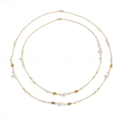 Long Necklace Imitation Pearl Women's Elegant Vintage Layered Cute Wedding Circle Necklace For Wedding Party Daily