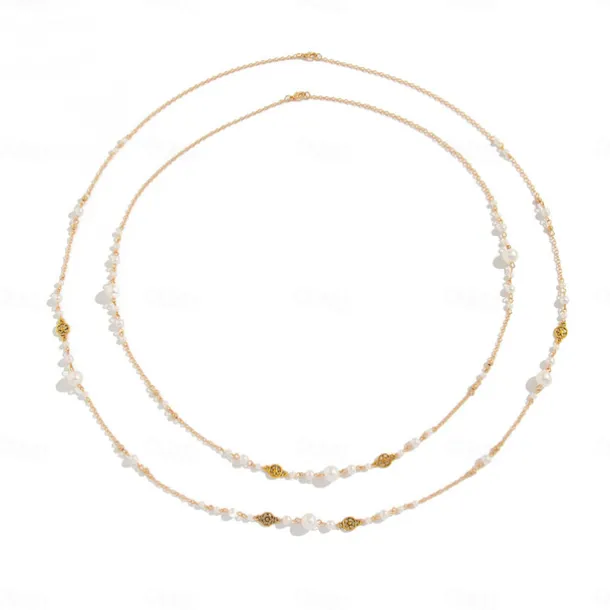 Long Necklace Imitation Pearl Women's Elegant Vintage Layered Cute Wedding Circle Necklace For Wedding Party Daily
