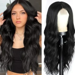 Long Wavy Wig for Women Ombre Green Middle Part Wigs Teal Wigs Long Curly Synthetic Heat Resistant Hair with Natural Hairline for Cosplay Party Everyday Use St.Patrick's Day Wigs