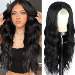 Long Wavy Wig Ombre blonde wig Middle Part Curly Wavy Hair for Women 24 Inch Long Blonde Wig Natural Looking Heat Resistant Hair for Girls Daily Party Use