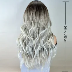 Long Wavy Wigs With Curtain Bangs For Women Synthetic Curly Wig Heat Resistant Fiber Wigs For Daily Cosplay