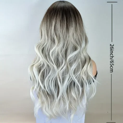 Long Wavy Wigs With Curtain Bangs For Women Synthetic Curly Wig Heat Resistant Fiber Wigs For Daily Cosplay
