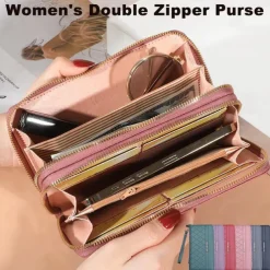 Long Women's Wallet Female Purses Tassel Coin Purse Card Holder Wallets Double Zipper Pu Leather Clutch Luxury Money Phone Bag