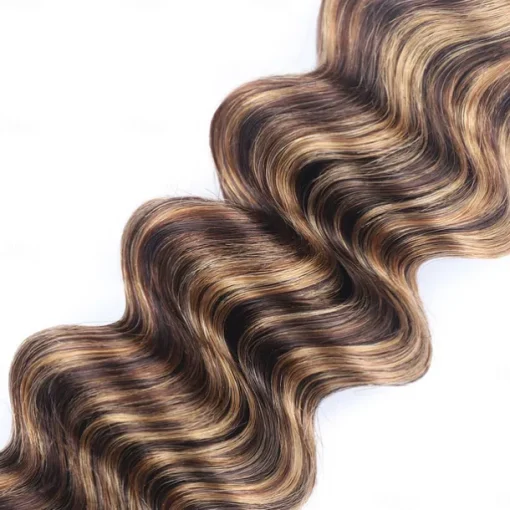 Loose Deep 3&1 Bundles With Closure Highlight P4/27# Human Hair Weaving With 4*4 Closures Pre-colored Brazilian Hair Extension