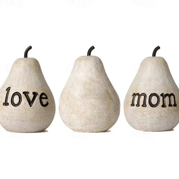 Love Mom Pear Sculpture Mother's Day Birthday Gift Home Decoration Resin Craft