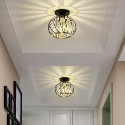 L.T LIGHTS LED Ceiling Light Industrial Cage Style Chandelier Flush Mount Lights Metal Modern Style Painted Finishes Ceiling Lamp for Corridor 110-240V