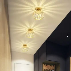 L.T LIGHTS LED Ceiling Light Industrial Cage Style Chandelier Flush Mount Lights Metal Modern Style Painted Finishes Ceiling Lamp for Corridor 110-240V