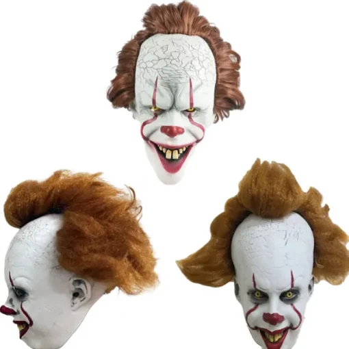 Luminescent Stephen King's It Mask Pennywise Horror Clown Joker Mask Clown Mask Festival Cosplay Costume Props(7.8"*9.8"*9.8") for Halloween