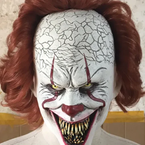 Luminescent Stephen King's It Mask Pennywise Horror Clown Joker Mask Clown Mask Festival Cosplay Costume Props(7.8"*9.8"*9.8") for Halloween