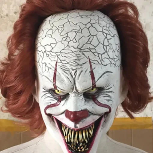 Luminescent Stephen King's It Mask Pennywise Horror Clown Joker Mask Clown Mask Festival Cosplay Costume Props(7.8"*9.8"*9.8") for Halloween