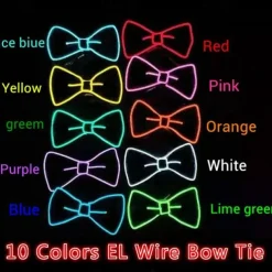 Luminous Light Up Bow Tie LED El Wire Tie For Christmas Rave Party Gift Novelty Party Dress