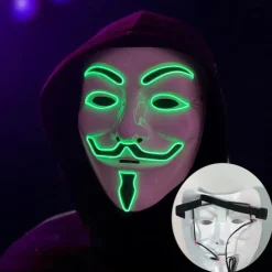 Luminous V-Shaped Cold Light Led Plastic Vendetta Four-Color Mask Halloween Horror Masquerade Party Props
