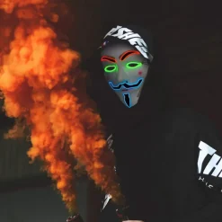 Luminous V-Shaped Cold Light Led Plastic Vendetta Four-Color Mask Halloween Horror Masquerade Party Props