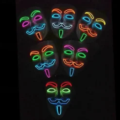 Luminous V-Shaped Cold Light Led Plastic Vendetta Four-Color Mask Halloween Horror Masquerade Party Props