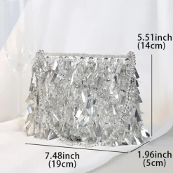 Luxurious Black Evening Clutch with Sparkling Crystal Fringe and Beaded Detail - Perfect for Formal Occasions