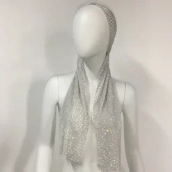 Luxurious Wide Mesh Rhinestone Headband - Elastic Crystals Turban Head Wrap with Sparkling Accents - Perfect for Women in Nightclub, Rave Party