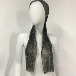 Luxurious Wide Mesh Rhinestone Headband - Elastic Crystals Turban Head Wrap with Sparkling Accents - Perfect for Women in Nightclub, Rave Party
