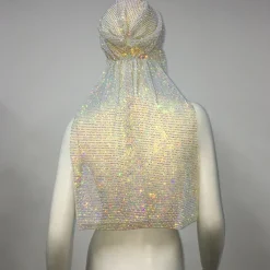 Luxurious Wide Mesh Rhinestone Headband - Elastic Crystals Turban Head Wrap with Sparkling Accents - Perfect for Women in Nightclub, Rave Party