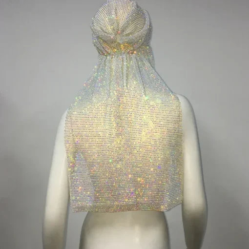 Luxurious Wide Mesh Rhinestone Headband - Elastic Crystals Turban Head Wrap with Sparkling Accents - Perfect for Women in Nightclub, Rave Party